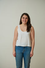 Load image into Gallery viewer, Scoop Neck Tank - White Linen (Medium Weight)