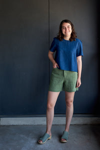 Wanderer Shorts - Boreal Green Linen