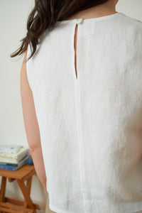 High Neck Tank - White Linen (Medium Weight)