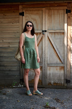 Load image into Gallery viewer, Linen Gathered Dress - Boreal Green
