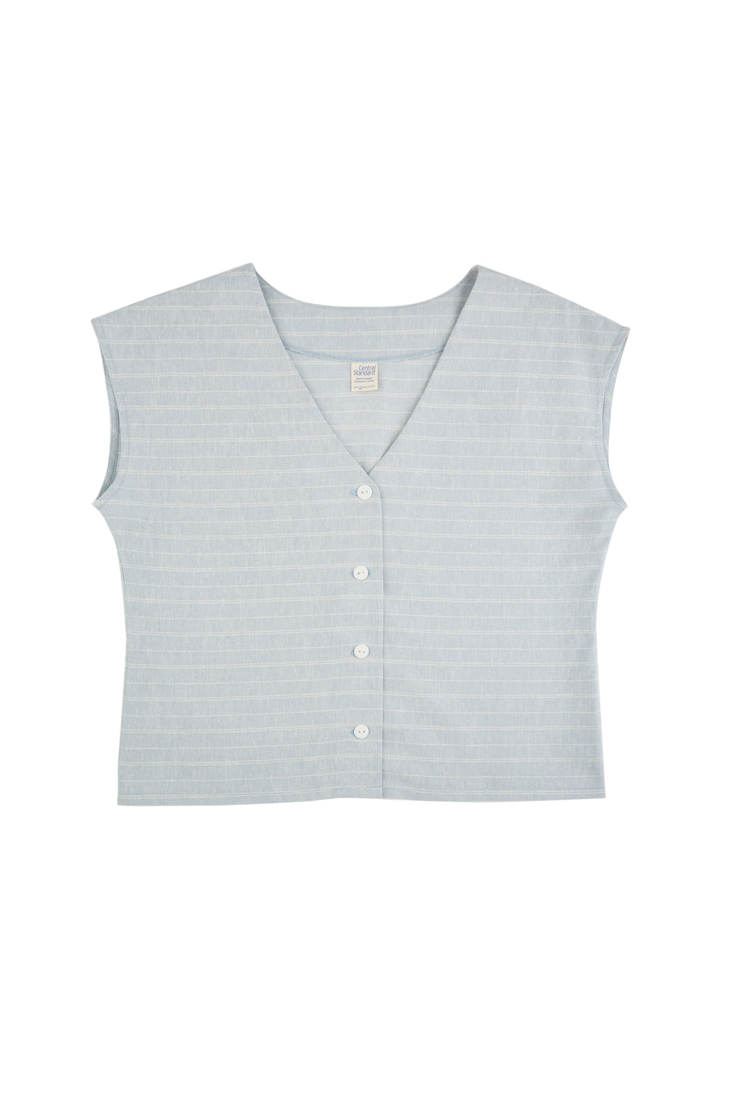 Button Front V-neck - Sky