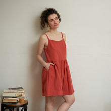 Load image into Gallery viewer, Linen Gathered Dress - Paprika
