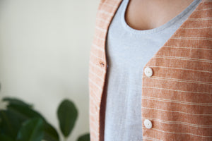 Button Front V-neck - Rust